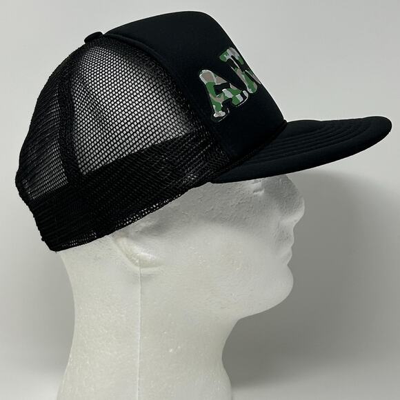 Vintage US Army Trucker Hat Cap Black 80s Camouflage Military Mesh Snapback - Picture 7 of 9